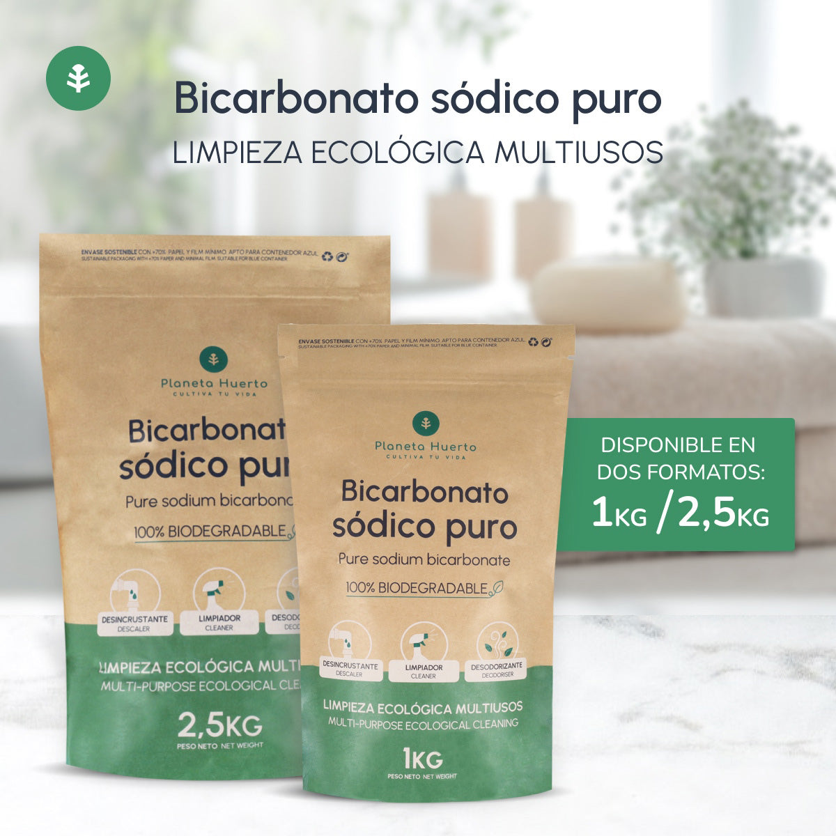Pack 3x Bicarbonato sódico Planeta Huerto 2,5 Kg