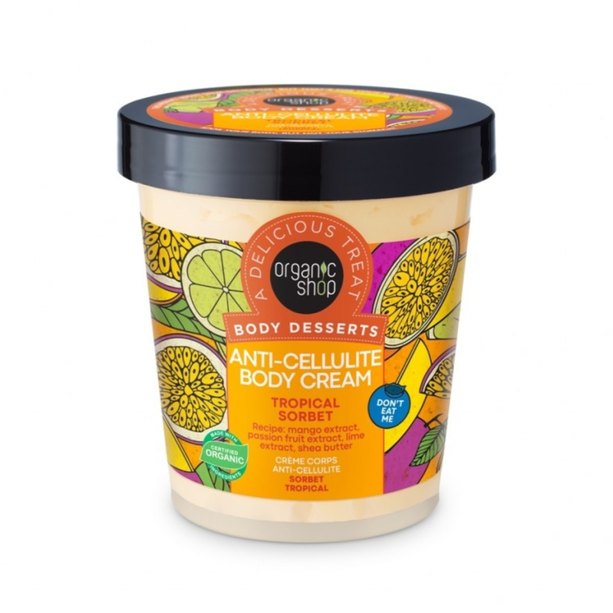 Crema corporal anticelulítica sorbete tropical Organic Shop 450 ml