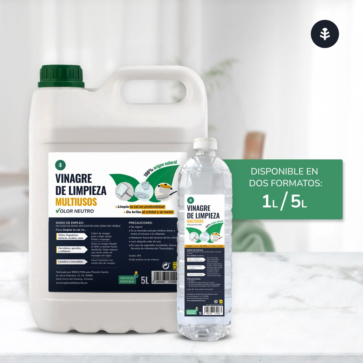 Pack 12 x Vinagre Blanco de Limpieza Planeta Huerto 1L