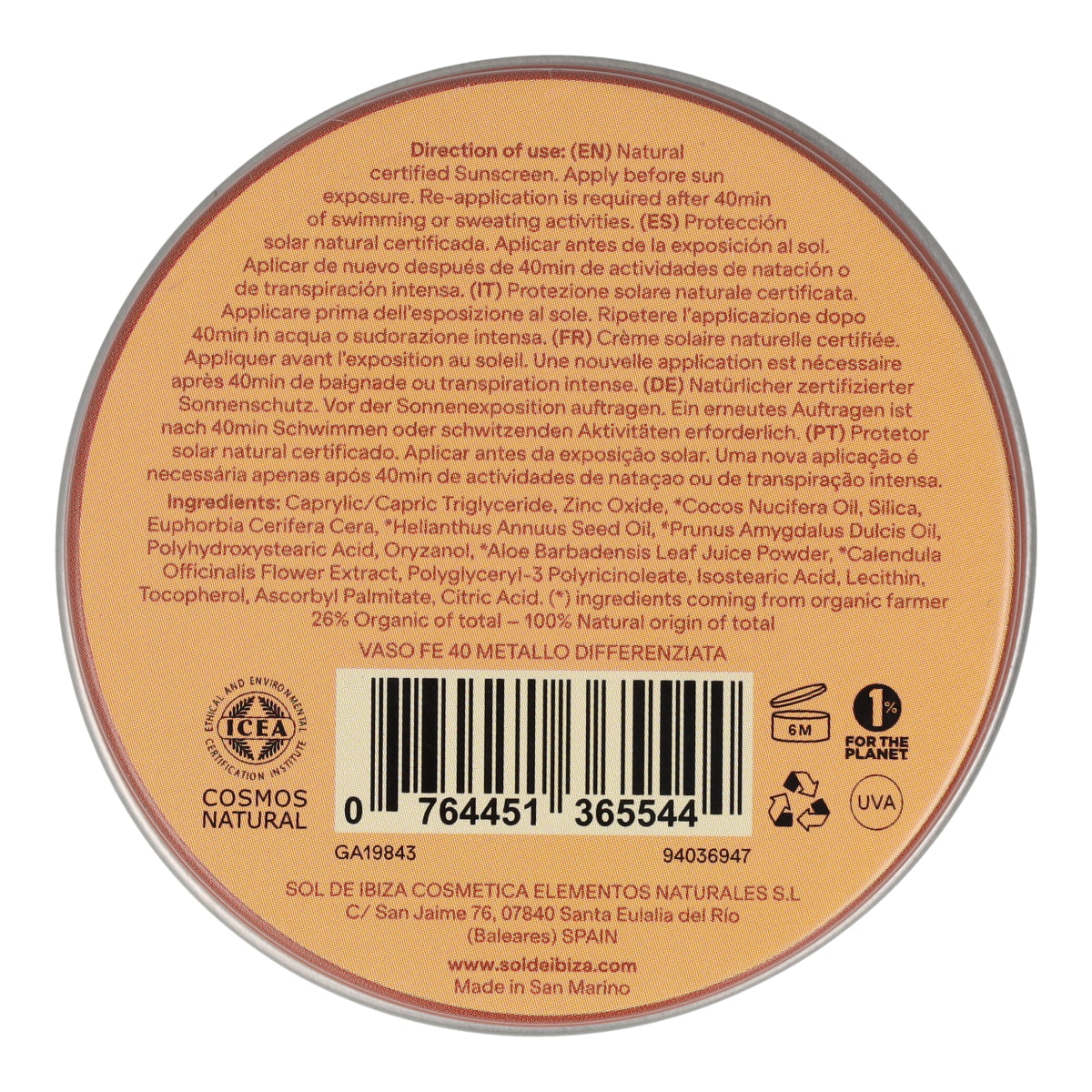 Sol de Ibiza SPF30 Sun Cream Tin 30 g