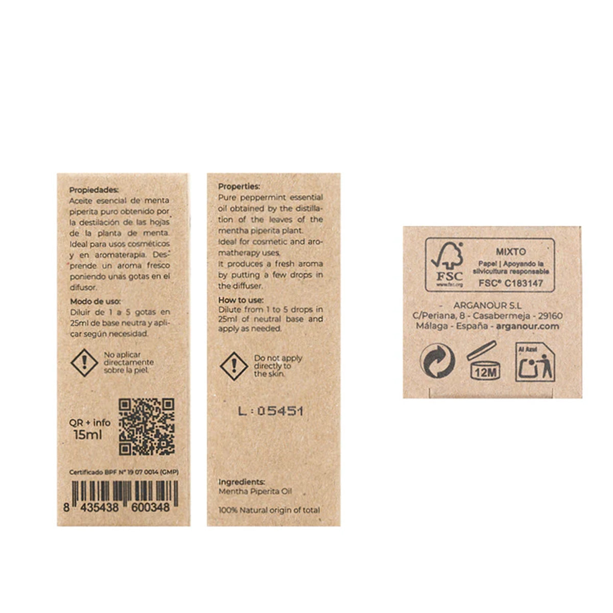 Aceite esencial Menta piperita 100% puro Arganour 15ml