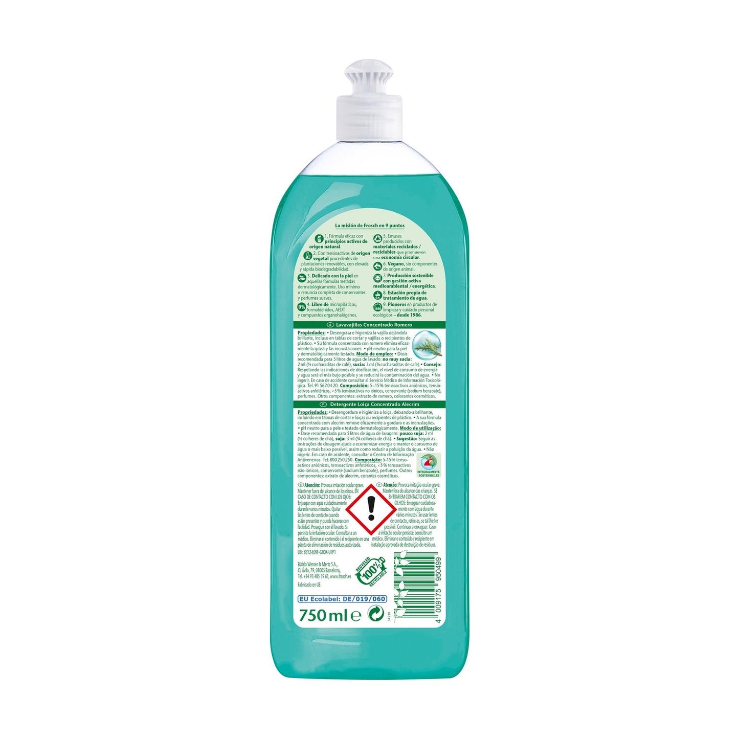 Pack 2 x 750 ml Lavavajillas romero Frosch