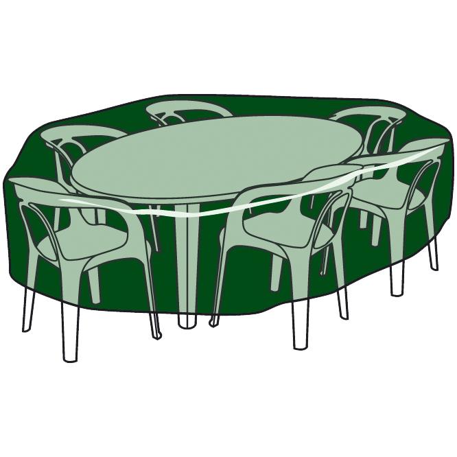 Funda circular cubre mesas y sillas de polietileno 205 cm x 90 cm