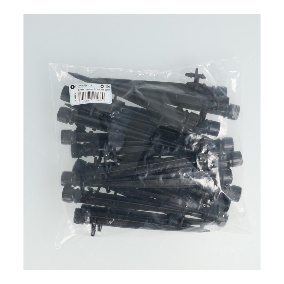 Gotero regulable 0-70 l/h con estaca Planeta Huerto 100 unidades