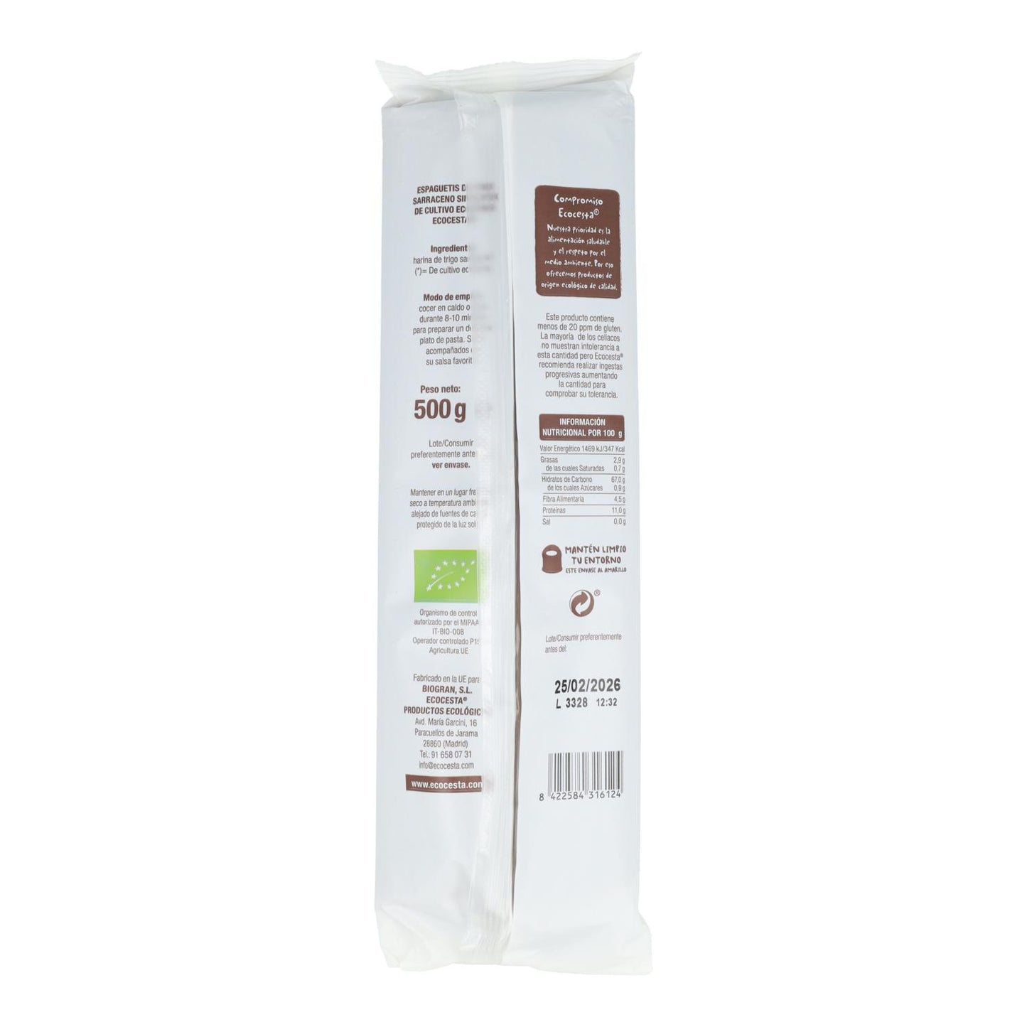 Pack 12x Espaguetis de Trigo Sarraceno sin gluten BIO 500 gr