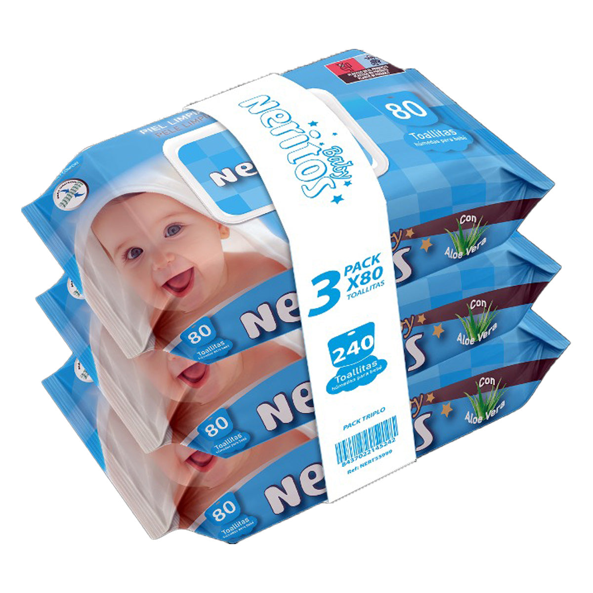 Toallitas Neritos Baby Aloe Vera Pack Triplo 80 uds