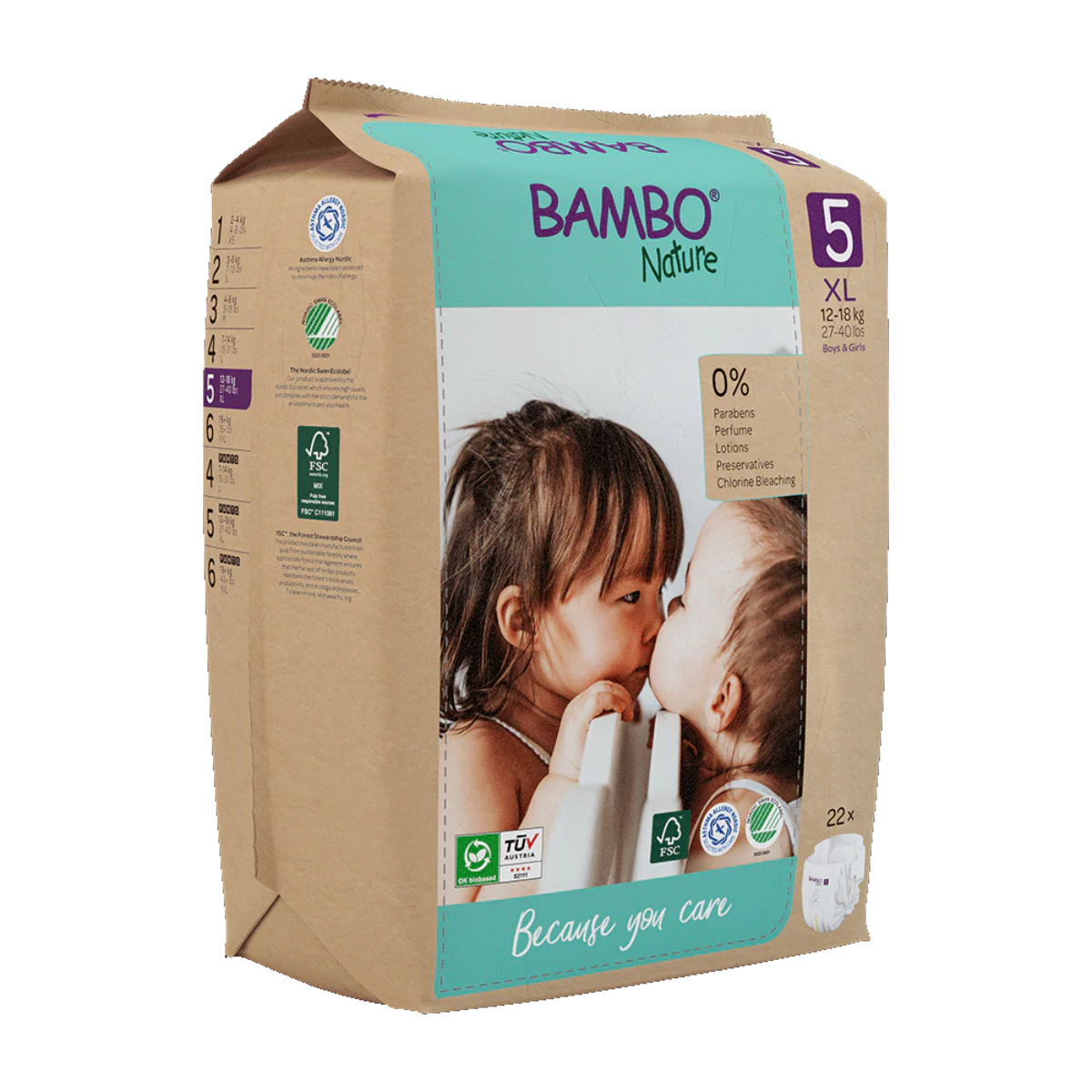 Pack 6 x Bambo Nature pañales T5(12-18kg) 22 uds