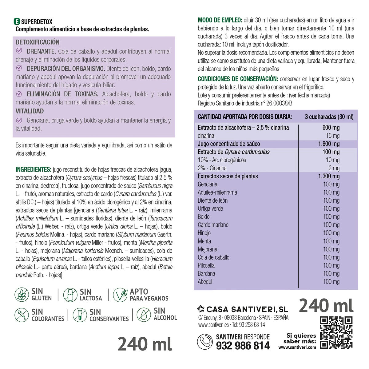 Santiveri Superdetox Syrup 240 ml