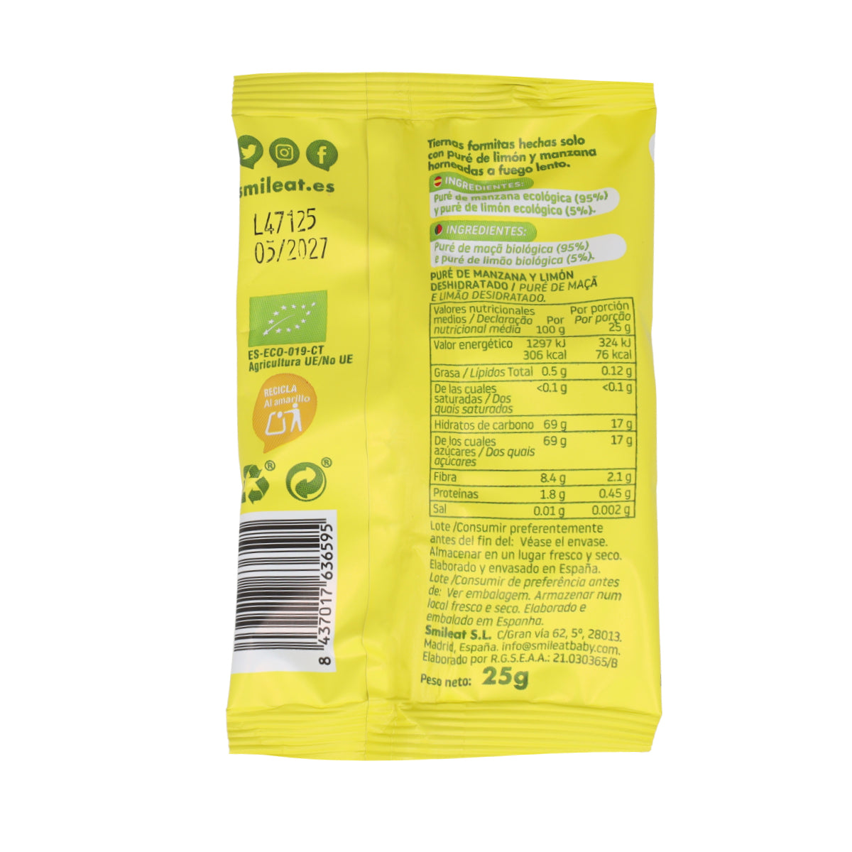 Eco Apple and Lemon Snack 25g, Triboo