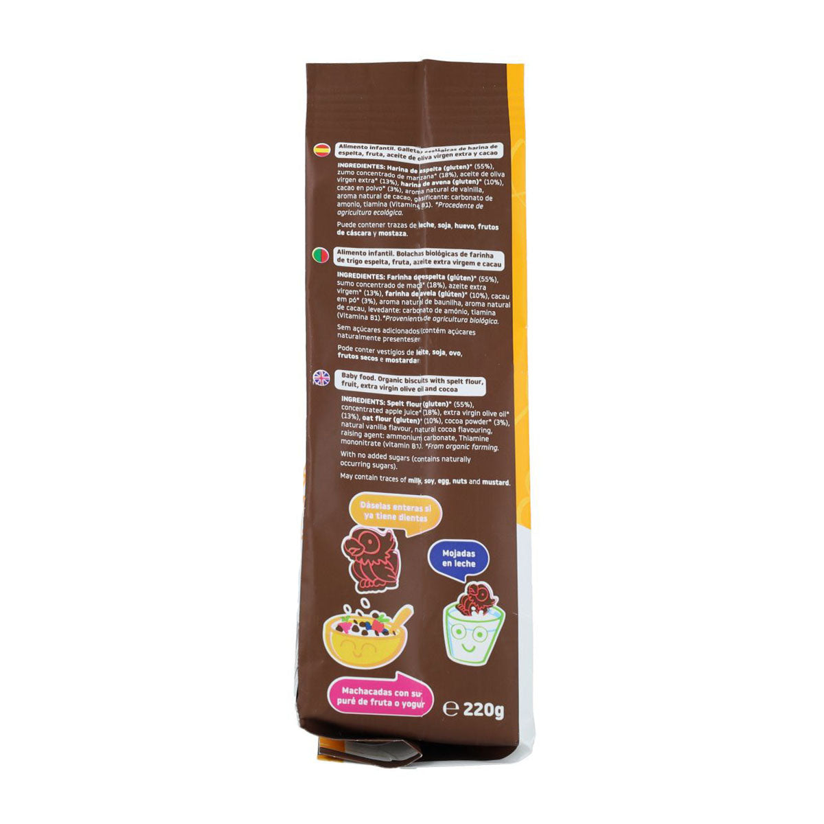Pack 4 x Galleta espelta, avena y cacao ECO 220 g Smileat