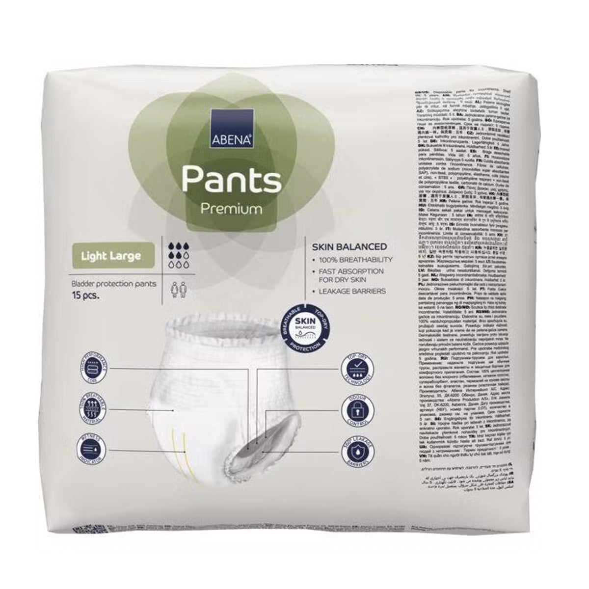 Pants Light para la incontinencia leve, Talla L, ABENA 15 uds
