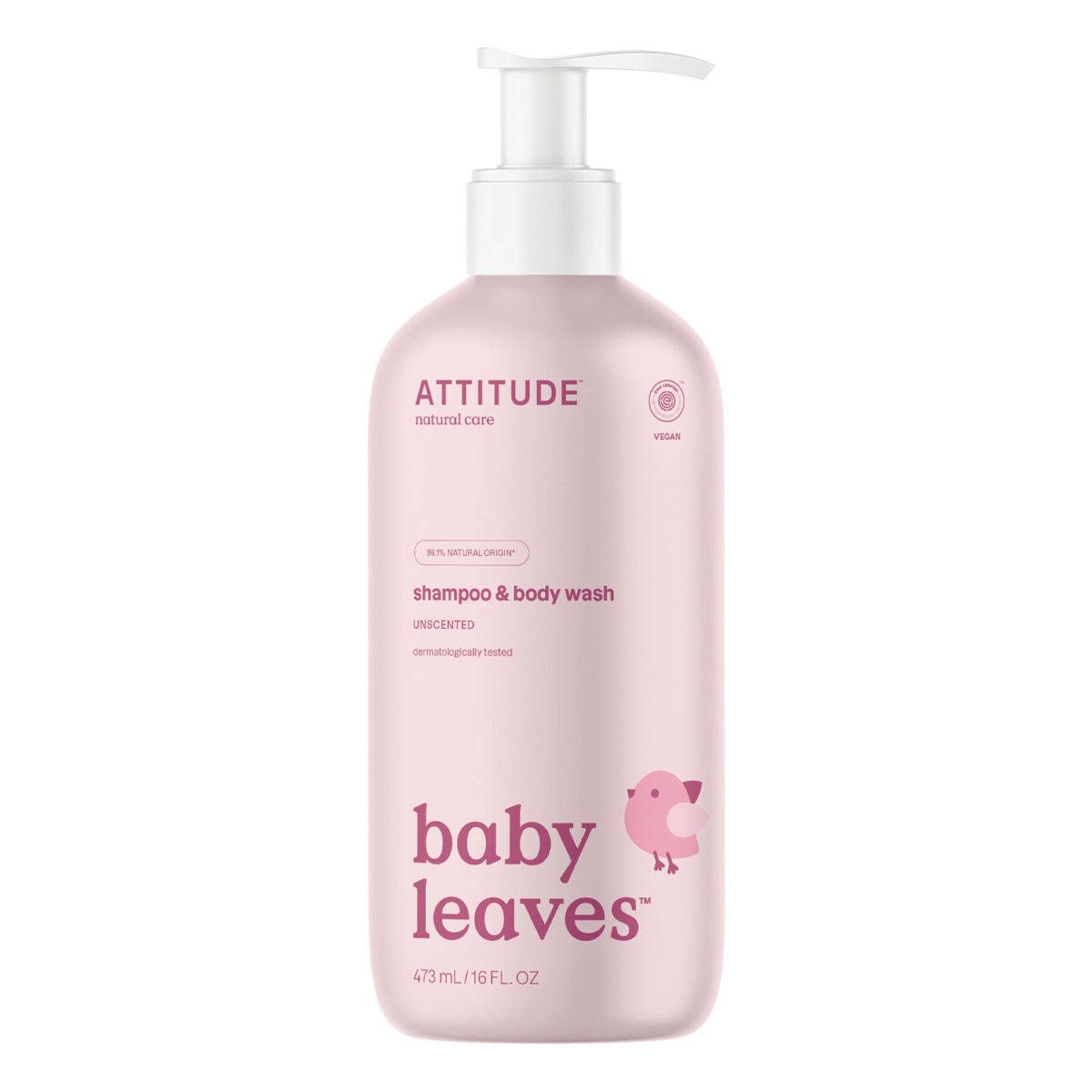 Champú y Gel bebés 2 en 1 sin fragancia Attitude 473 ml