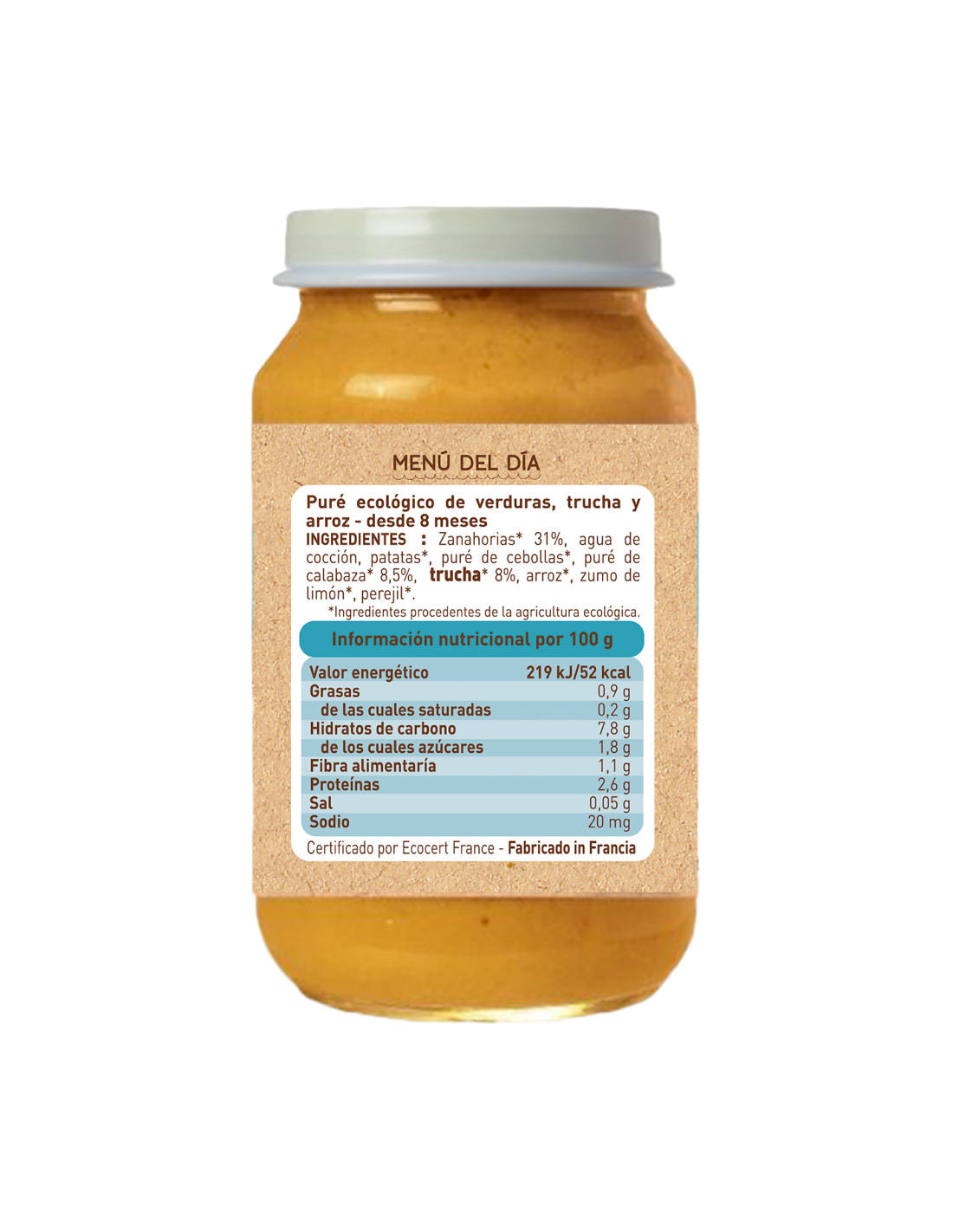 Tarrito Verdura y Trucha (a partir de 6 meses) babybio 200g