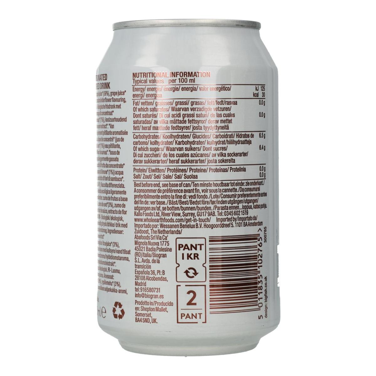 Pack x6 Refresco Bio Sauco, 330 ml Whole Earth