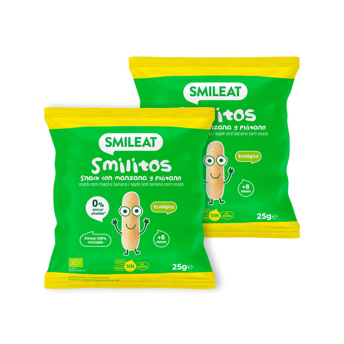 Pack 2x Smilitos de Manzana y Plátano Smileat 25g