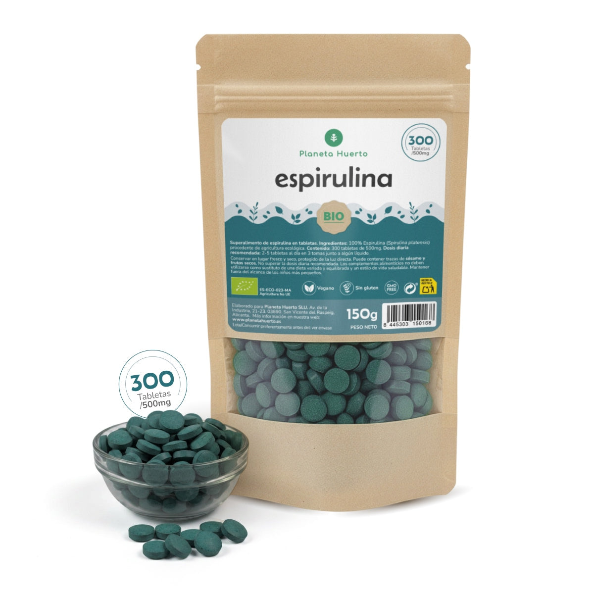Organic Spirulina 500mg Planet Orchard 300 tablets