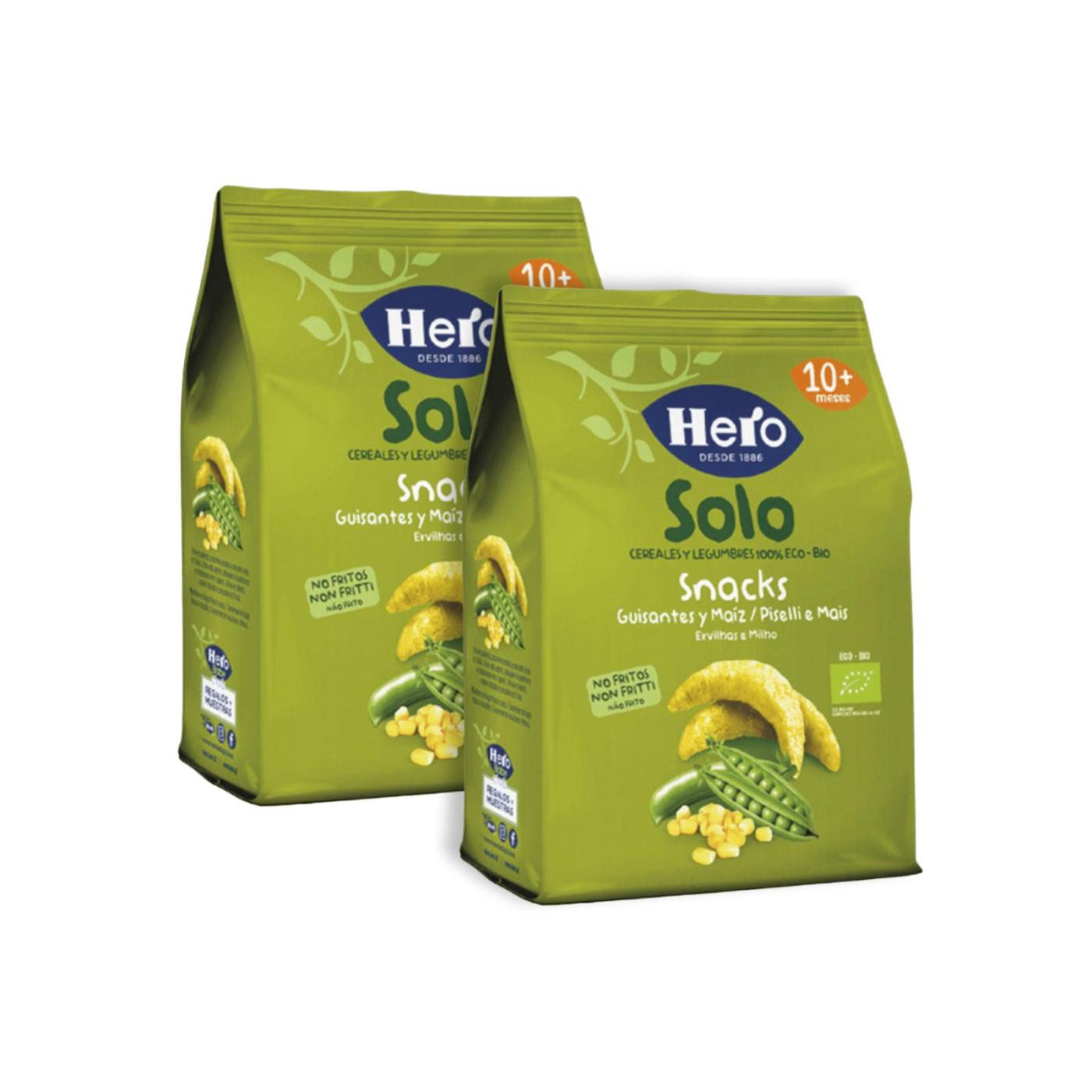 Pack promo 2x Snacks de guisantes y maíz Eco-Bio desde 10 meses bolsa 40 g- Hero Solo