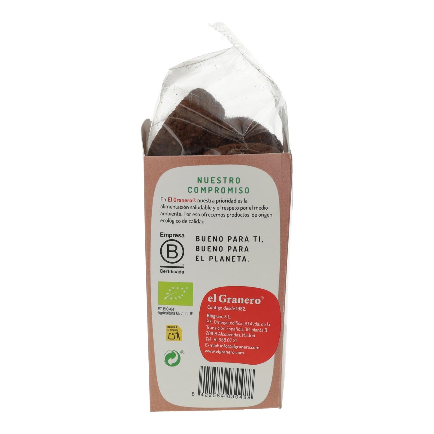 Galletas Artesanas con Algarroba Bio El Granero, 250 g