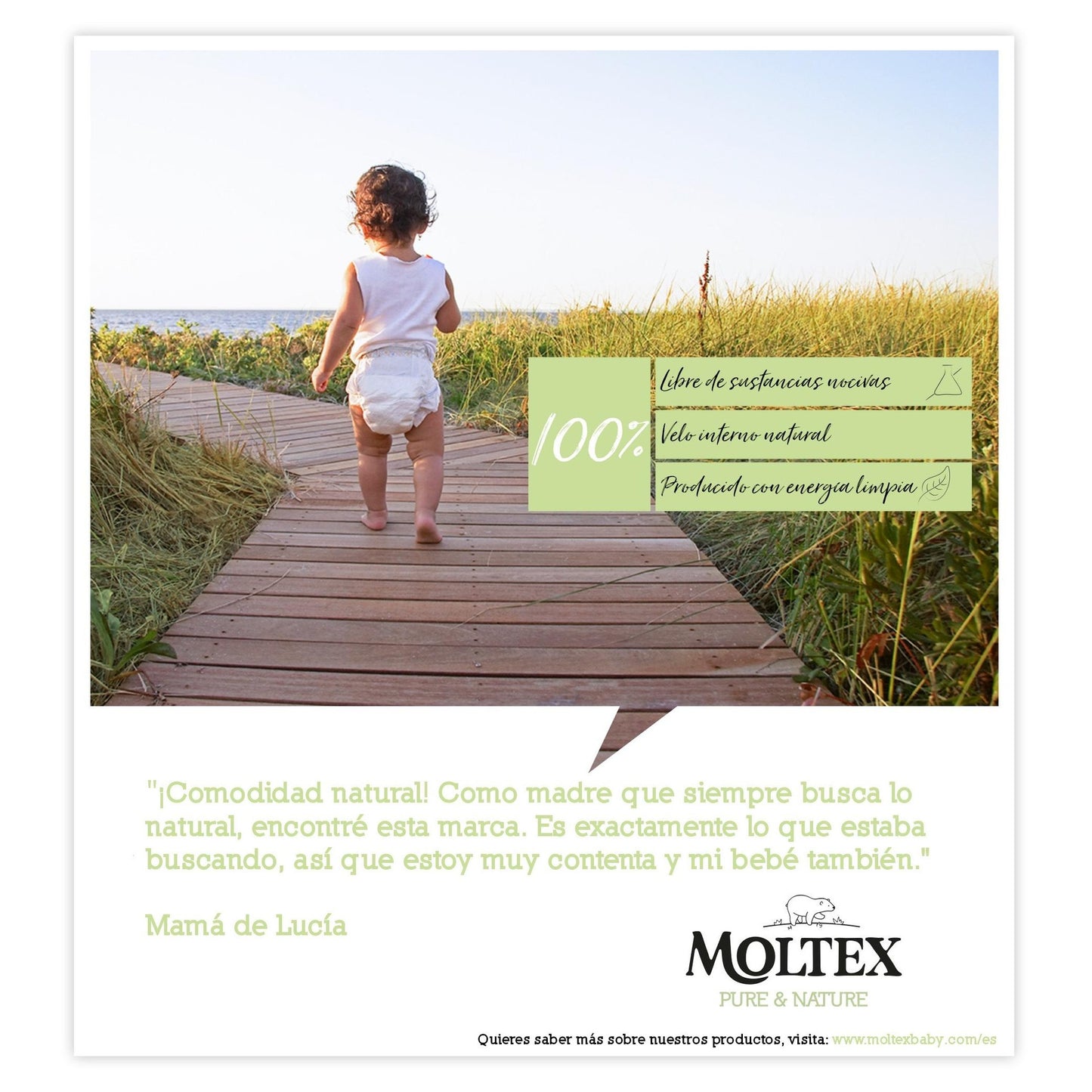 Pack ahorro Pañales T1 (2-5kg) Moltex Pure & Nature, 88 Uds