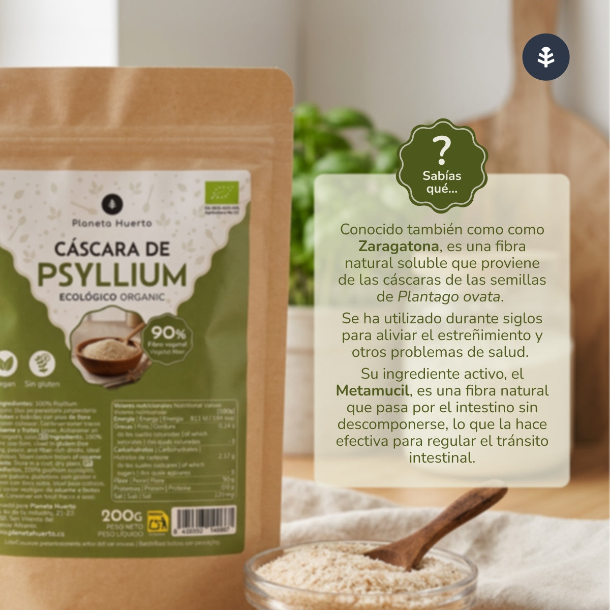Cáscara de Psyllium Husk ECO Planeta Huerto 200 g