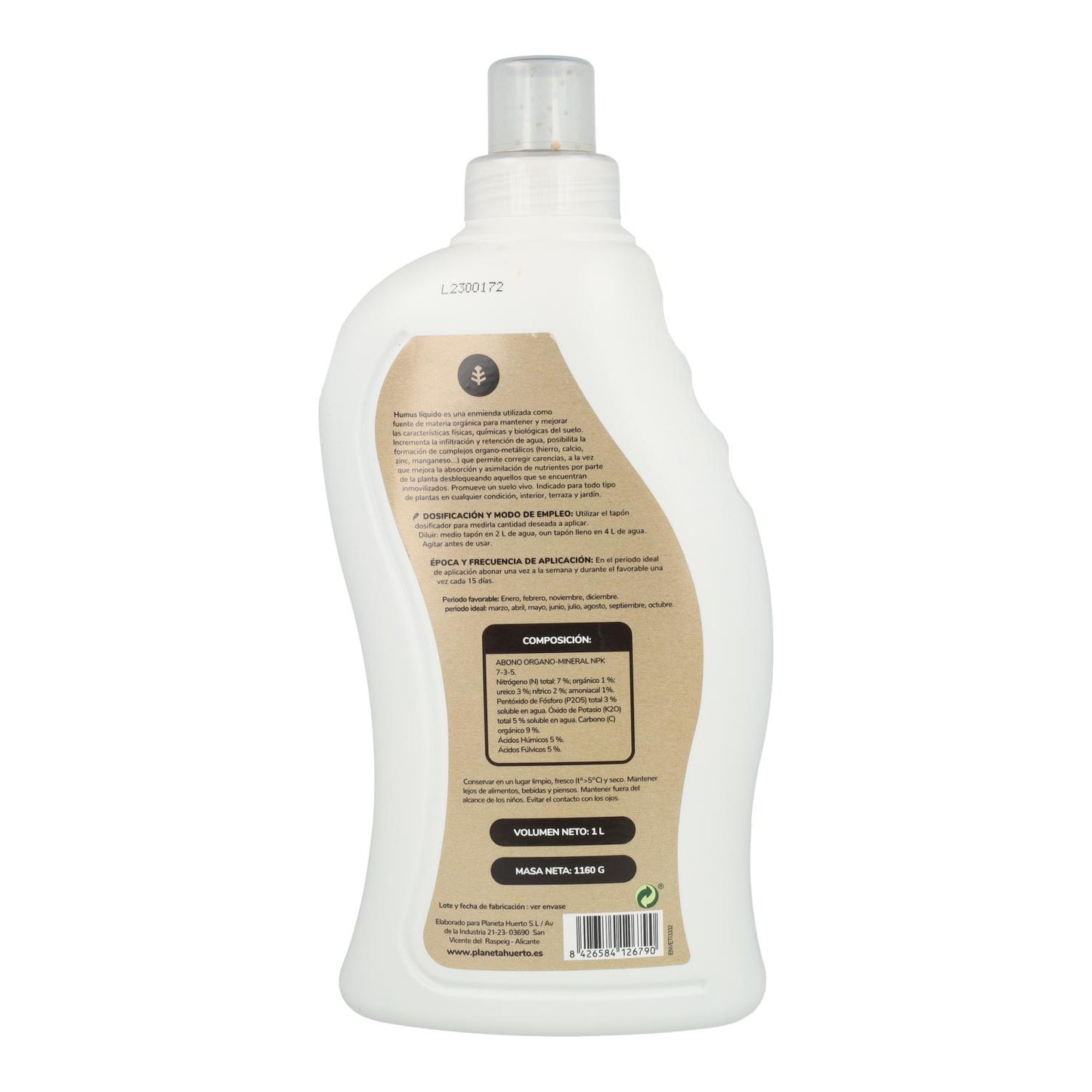 Pack 6x Abono órgano-mineral NPK enriquecido con Humus Planeta Huerto 1 Litro