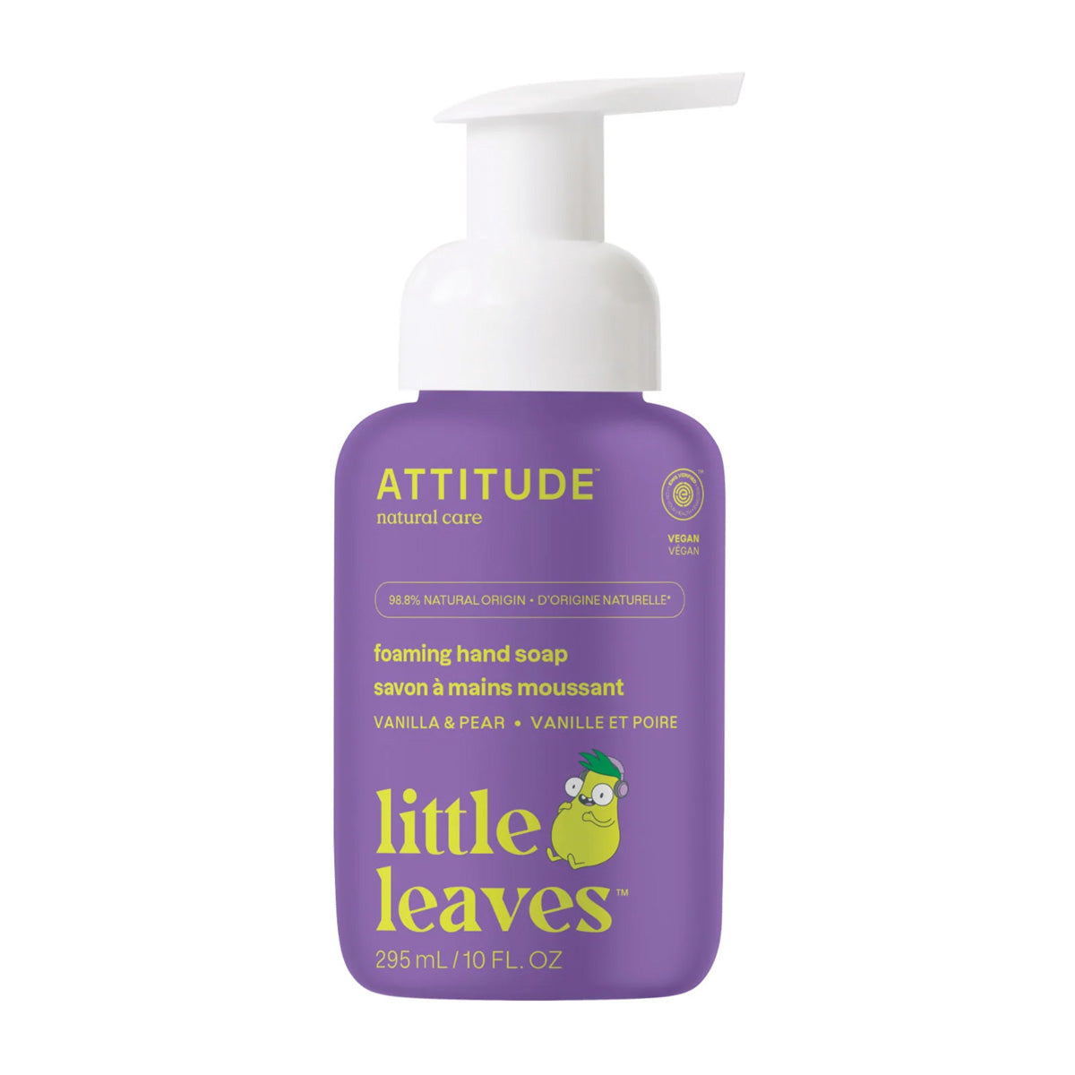 Jabón espumoso para manos niños pera y vainilla Attitude 295 ml