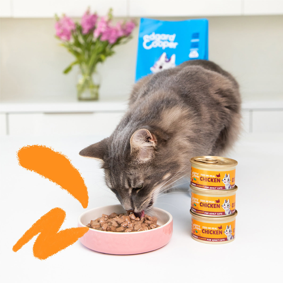 Comida húmeda gatos en salsa Trocitos de Pollo Edgard & Cooper 85 g