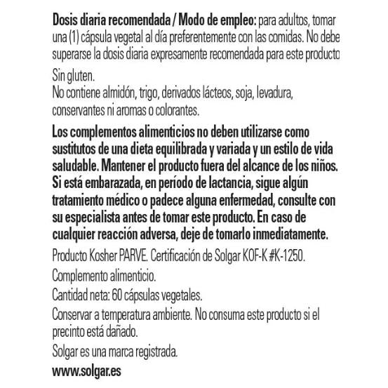 Vitamina D3 (Colecalciferol) 4000 UI (100 μg) 60 cápsulas vegetales Solgar 120 cápsulas vegetales