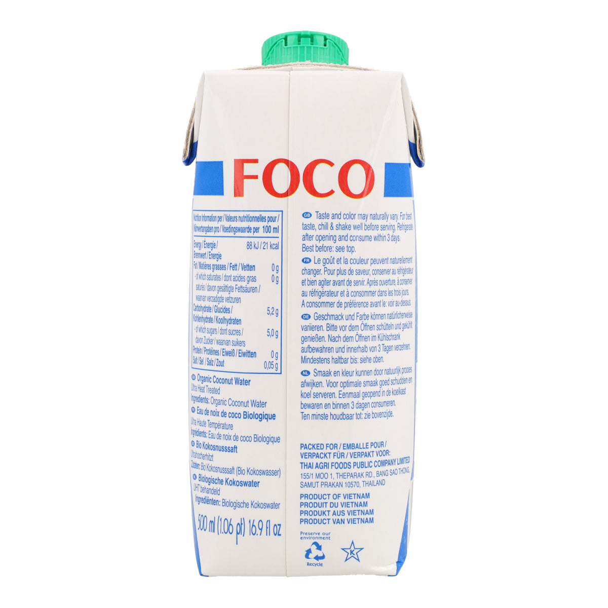 Pure coconut water, 100% natural Foco 500 ml