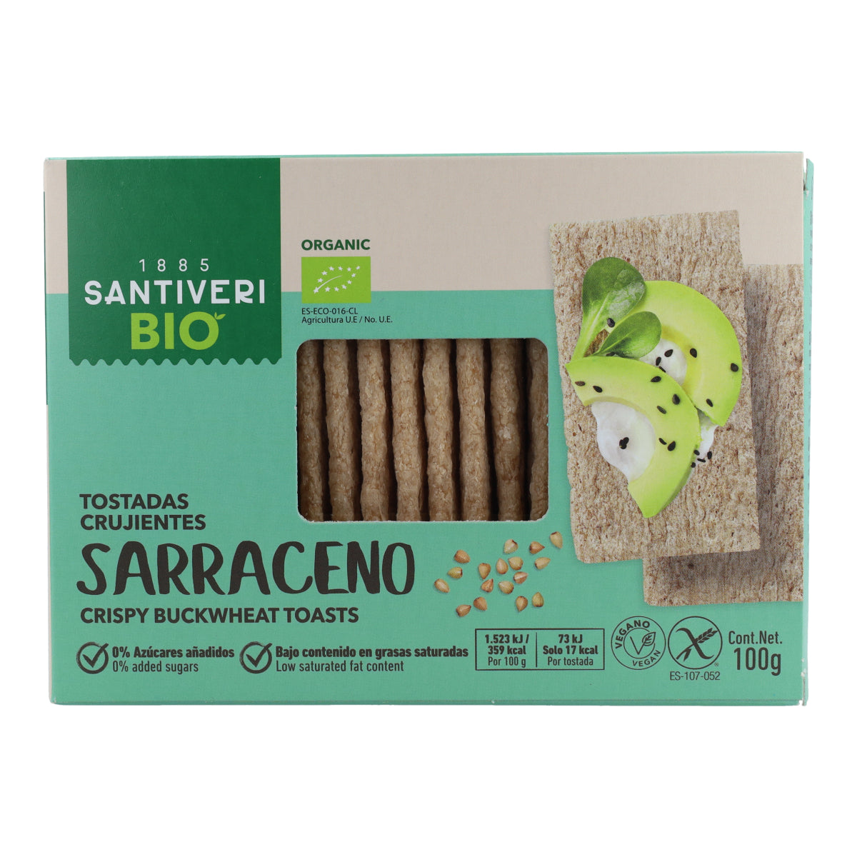 Light and Crispy Organic Buckwheat Toast Santiveri 100 g