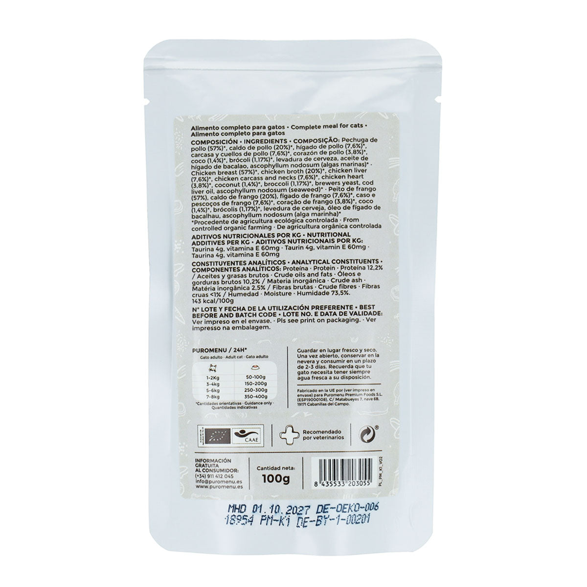 Barf wet food for cats Moment of Tenderness (Chicken) BIO Puromenu 100 g
