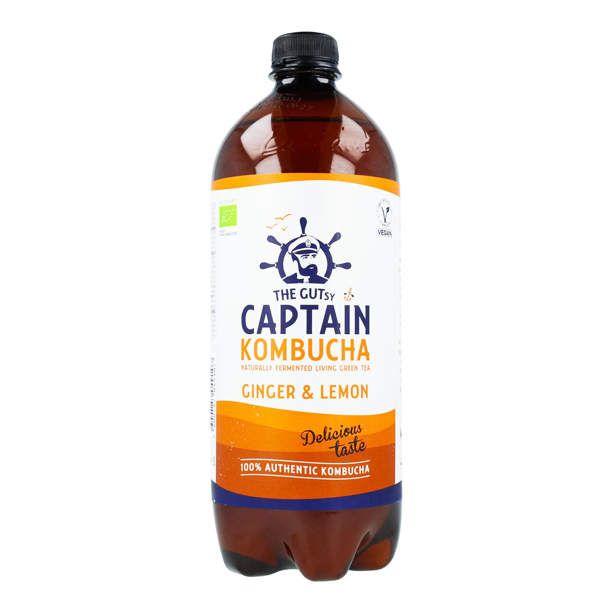 Captain Kombucha Organic Ginger and Lemon Kombucha Drink 1 L