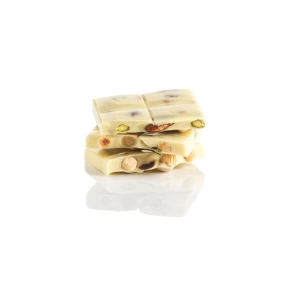 Tableta de chocolate blanco con avellanas enteras IGP Piamonte, pistacho y almendras Venchi 95 g