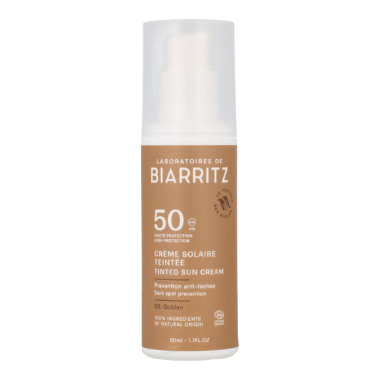 Golden SPF 50 Face Cream with Alga-Gorria & Organic Aloe Vera, Laboratorios Biarritz, 50 ml