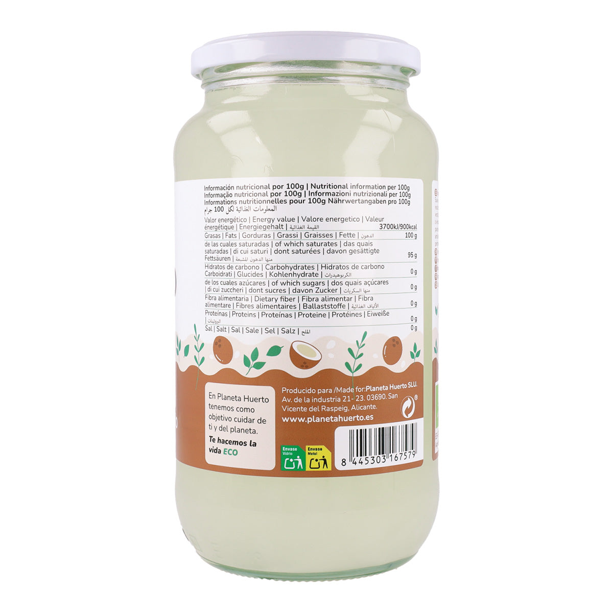 Pack 2x Aceite de coco ECO Planeta Huerto 860 ml