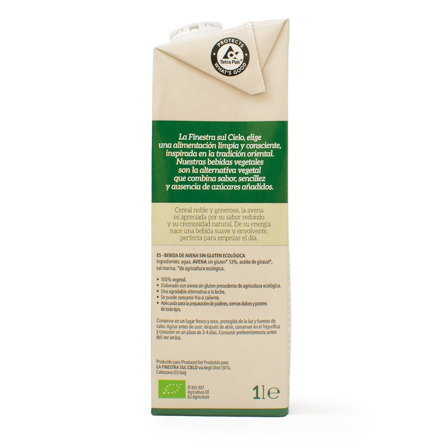 Pack of 6 x La Finestra Sul Cielo Gluten-Free Oat Drink 1 L