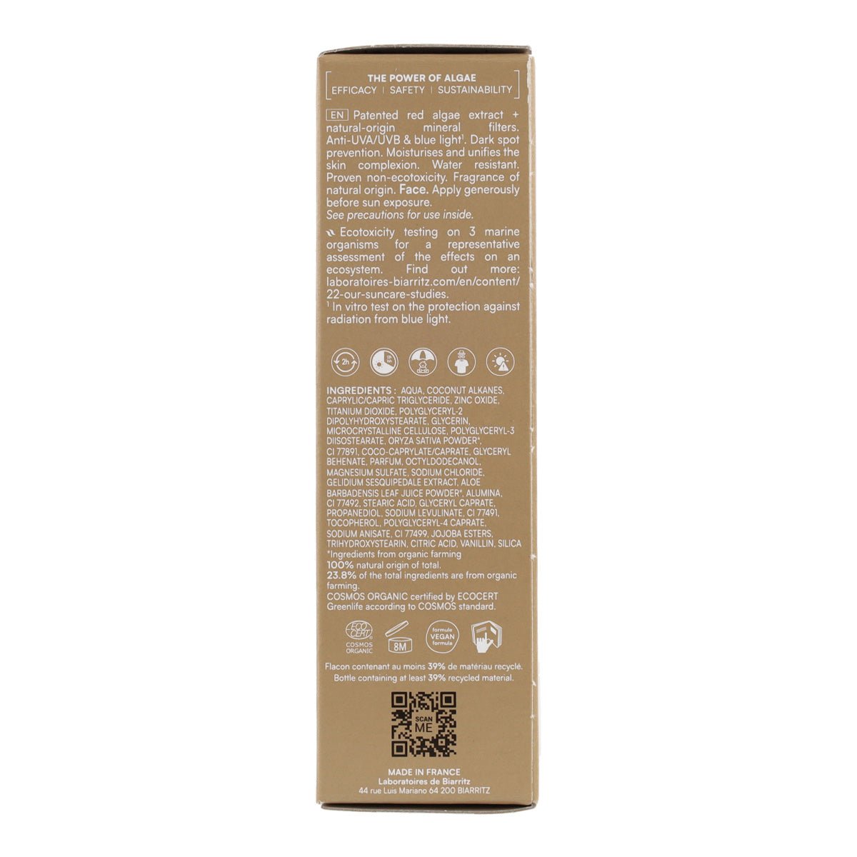 Beige SPF30 Facial Sunscreen Cream Alga Maris 50 ml
