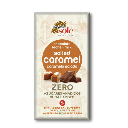 Tableta de chocolate con Leche, Stevia, Caramelo salado Bitter 100g Solé
