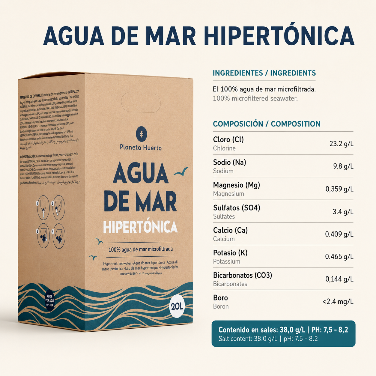 Planeta Huerto Hypertonic Sea Water 20 L