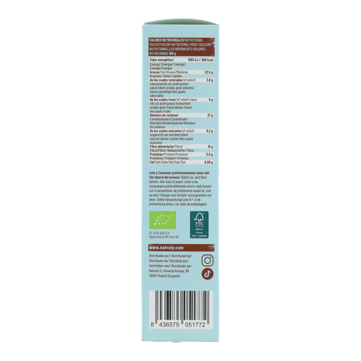 Natruly Organic Cocoa Flavour Cookies 125 g