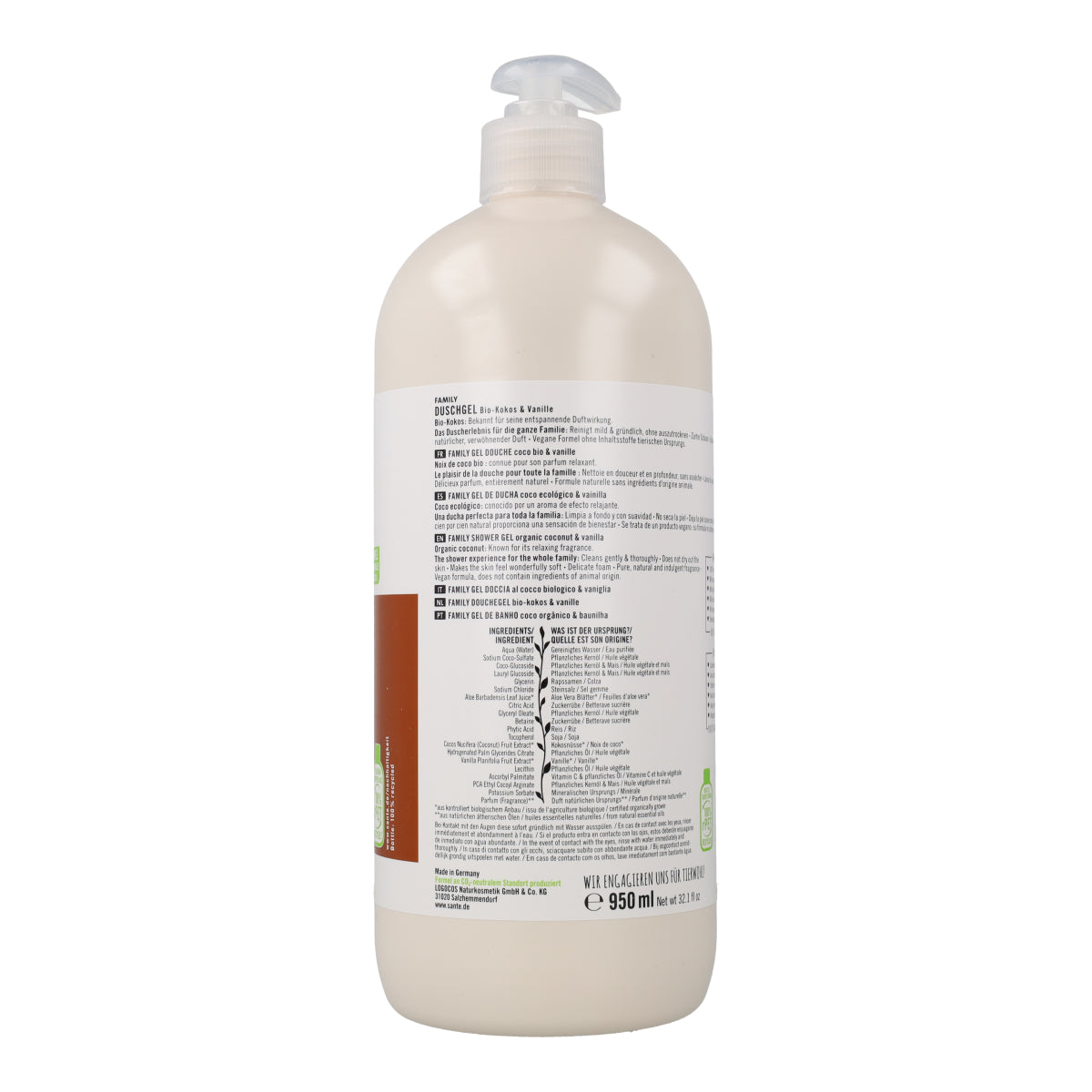 Sante Organic Coconut and Vanilla Shower Gel 950 ml