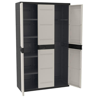 Armario de 3 Puertas con escobero 105 cm Titanium Plastiken Negro (Reacondicionado)