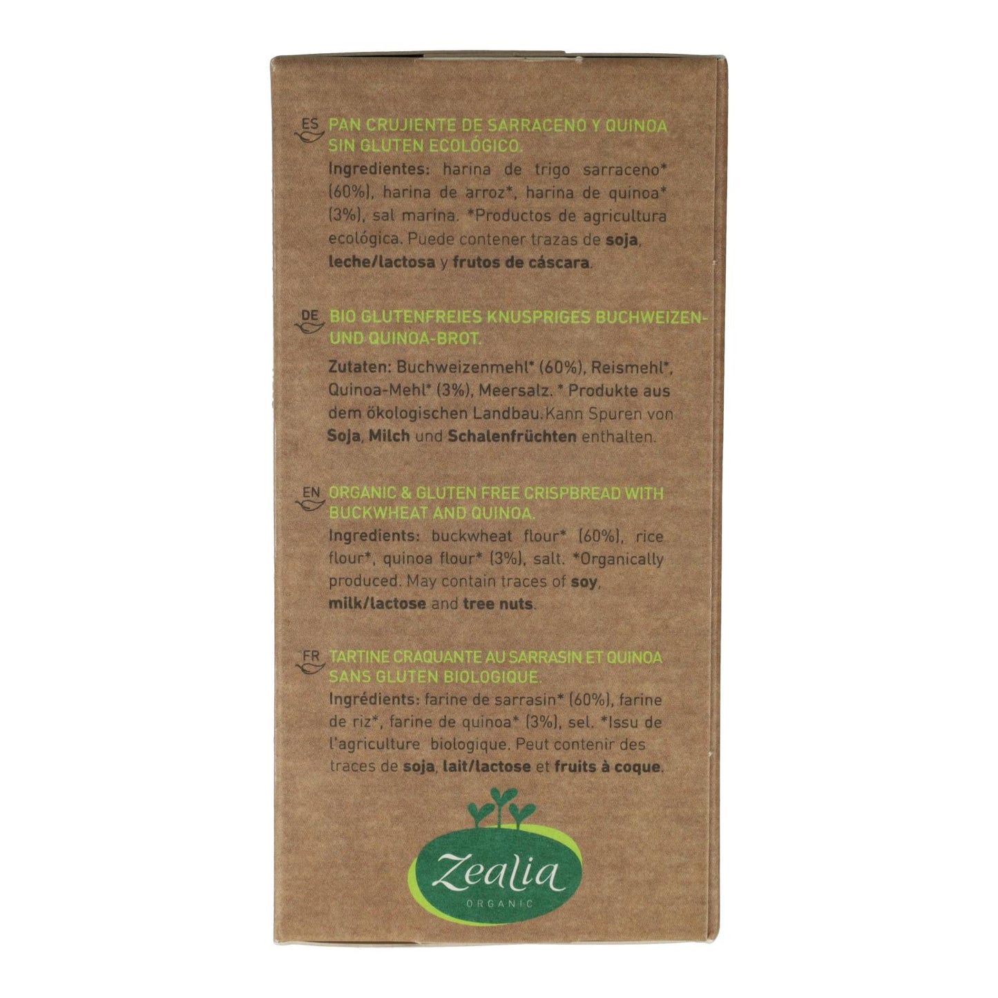 Crackers sarraceno y quinoa BIO Sin Gluten Zealia 120 gr