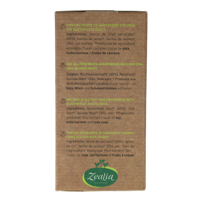 Crackers sarraceno y quinoa BIO Sin Gluten Zealia 120 gr