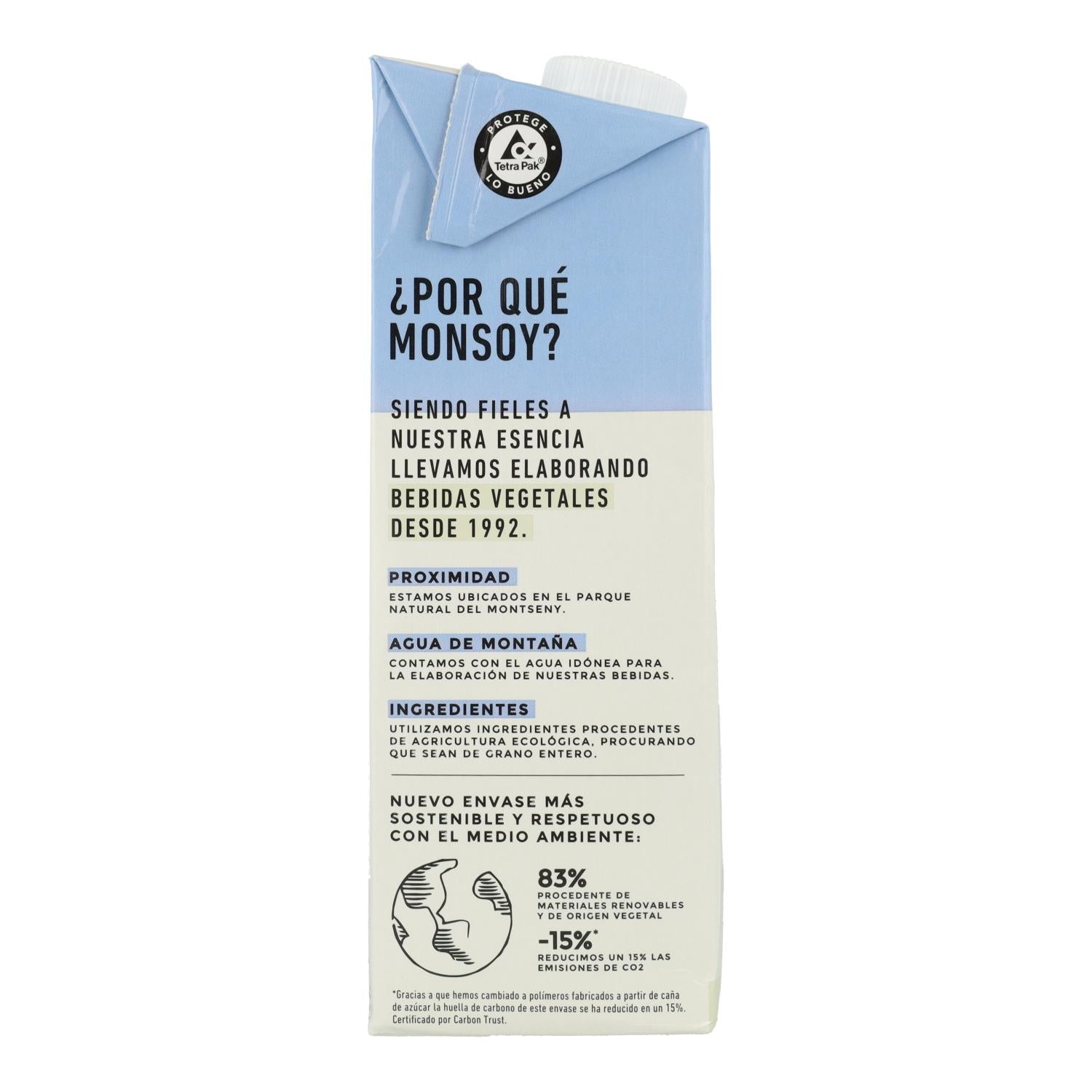 Pack 6 uds Bebida vegetal de almendra sin azúcares Monsoy 1 L