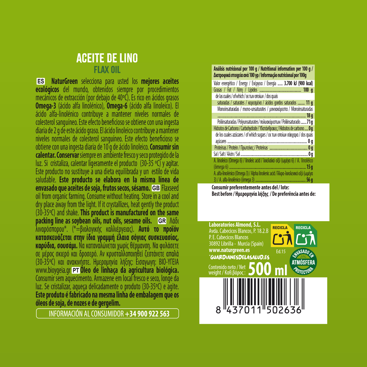 NaturGreen Organic Linseed Oil 500 ml