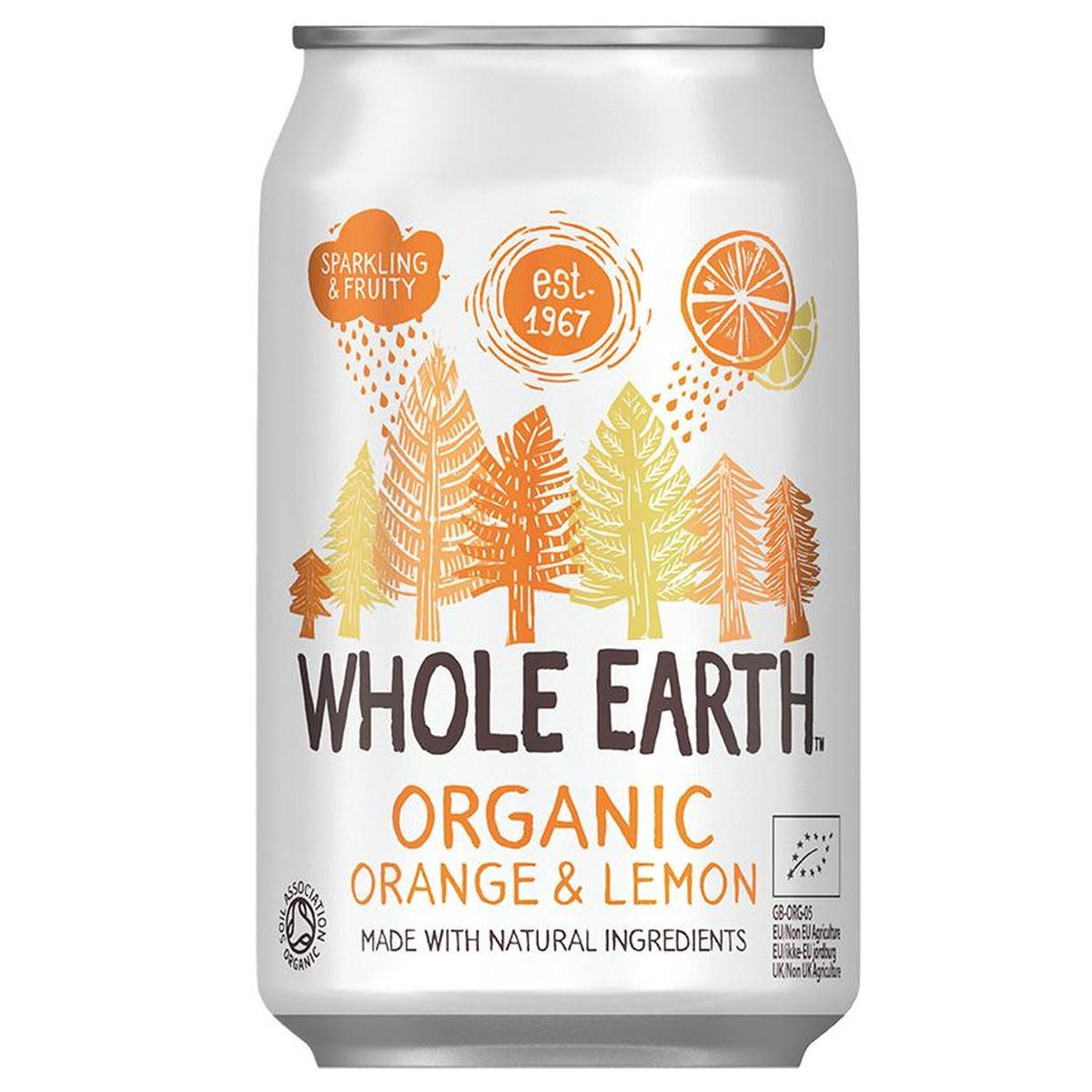 Pack x6 Refresco Bio Naranja y Limón, 330 ml.  Whole Earth