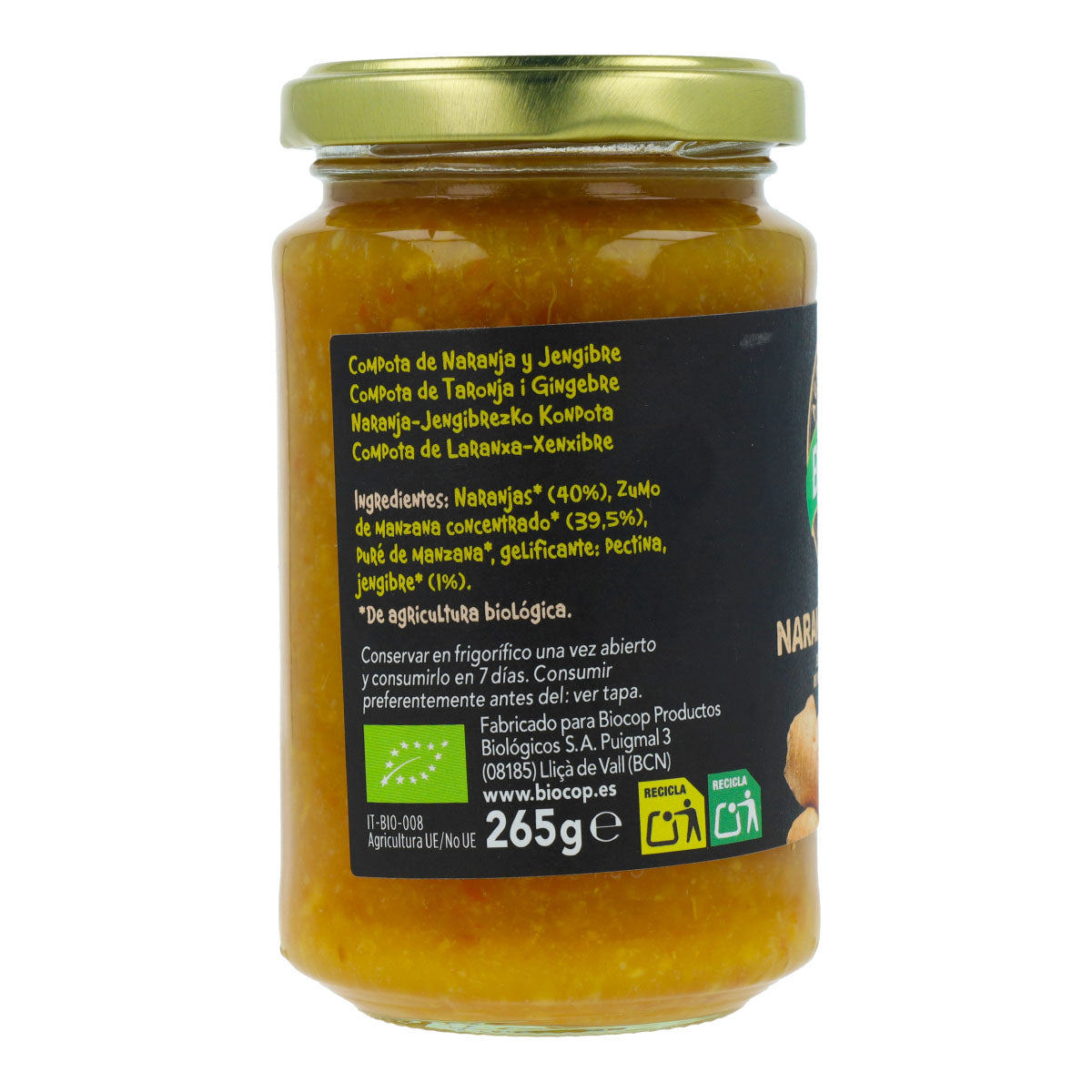 Biocop Organic Orange and Ginger Compote, 265 g
