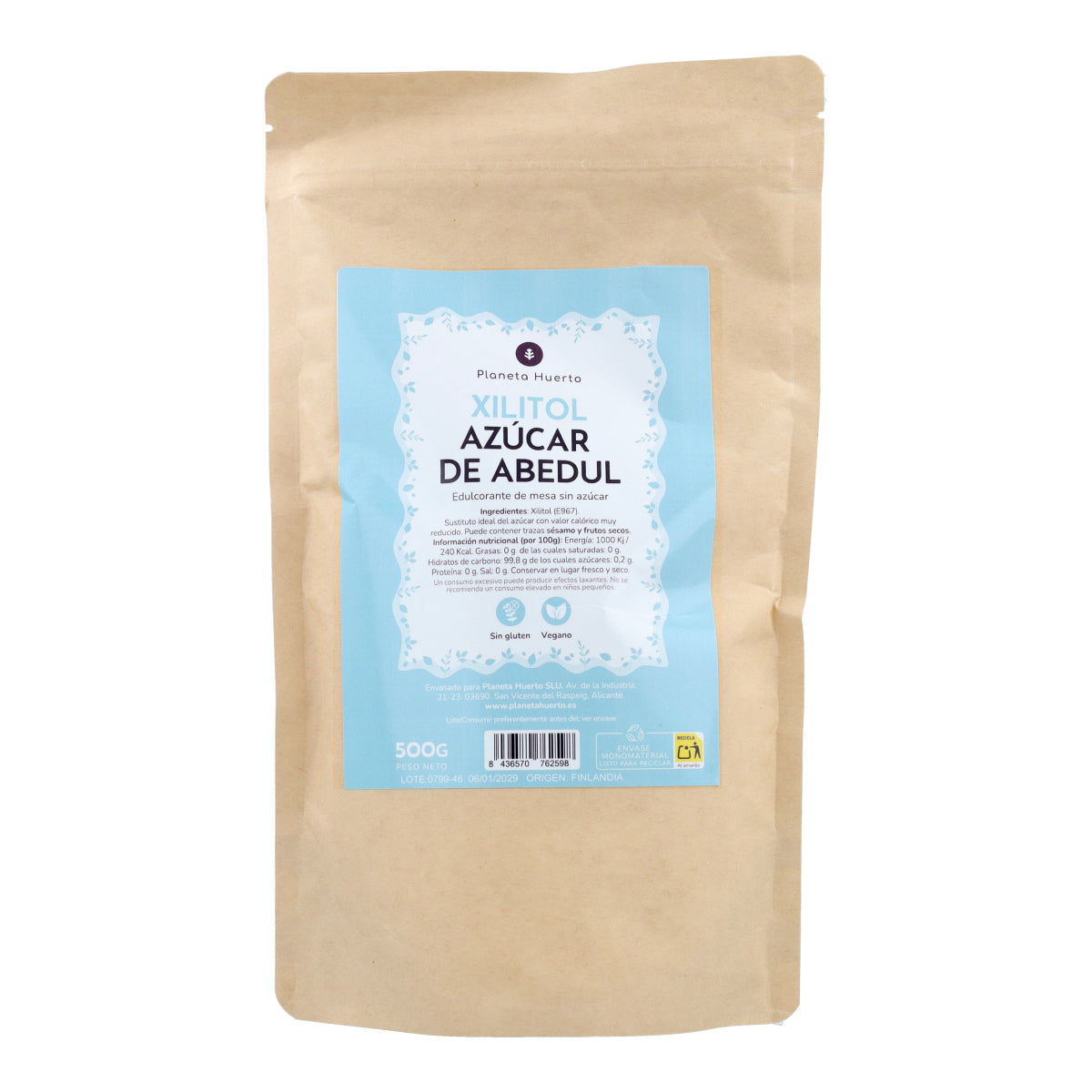 Xylitol Birch Sugar Planeta Huerto 500 g