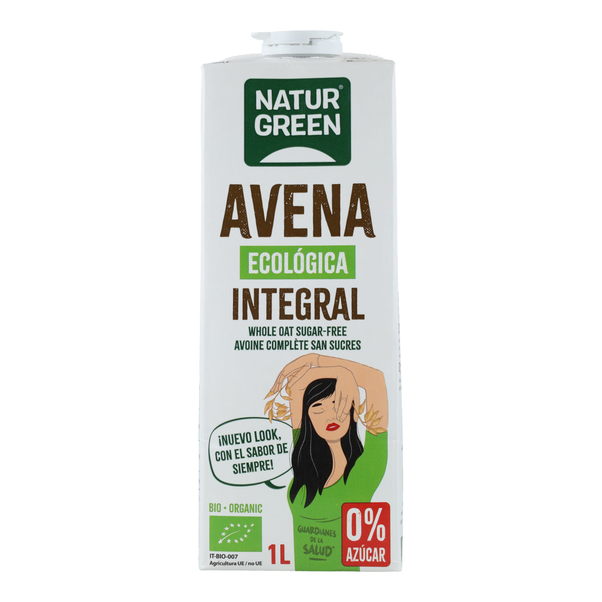 NaturGreen Organic Wholemeal Oat Drink 0% Sugar 1 L